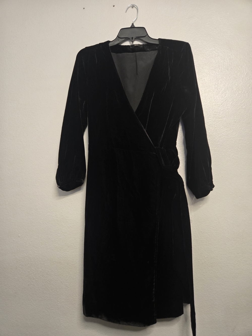 J. Crew Black Velvet Wrap Around Dress